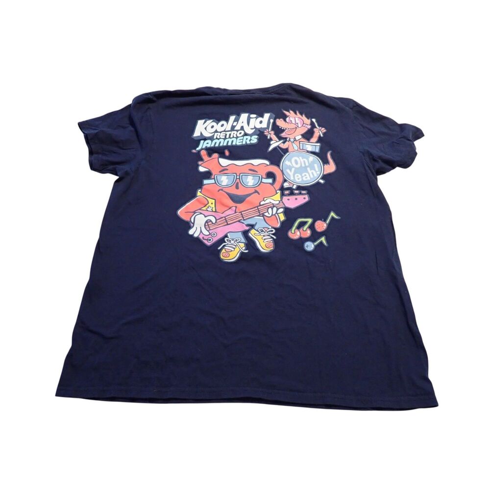 Kool-Aid T-Shirt Mens L Retro Jammers Graphic Navy Short Sleeve Logo Back Print